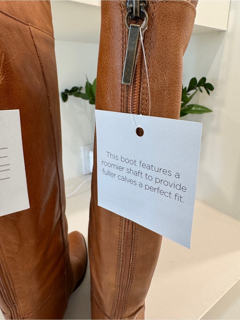 Franco Sarto Women's Wide-Calf Tall Leather Riding Boots - Cognac Brown Size 10 - Picture 7 of 13